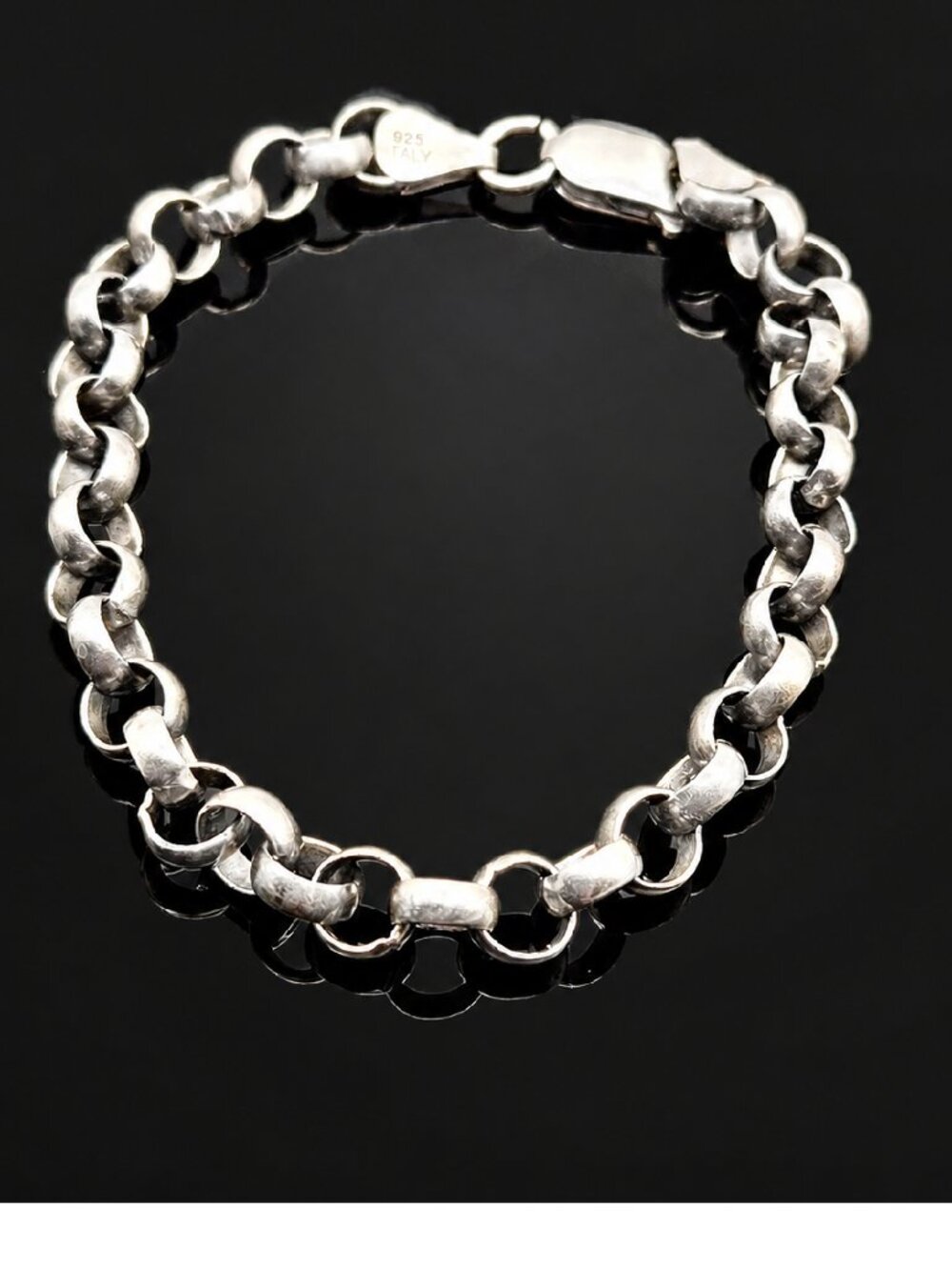 Vintage ALFI Italy Sterling Silver Rolo Link Bracelet 7" 925 Circle Link Bracele
